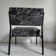 Pair of black metal and fabric armchairs, 1970s, restored.