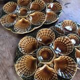 Assiettes d’huîtres Sarreguemines barbotine