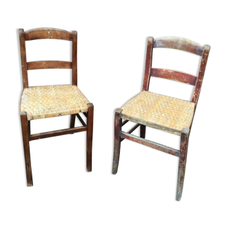 Set de 2 chaises bistrot restaurant taverne brasserie 1930 Alsace Tigre Bock Strasbourg