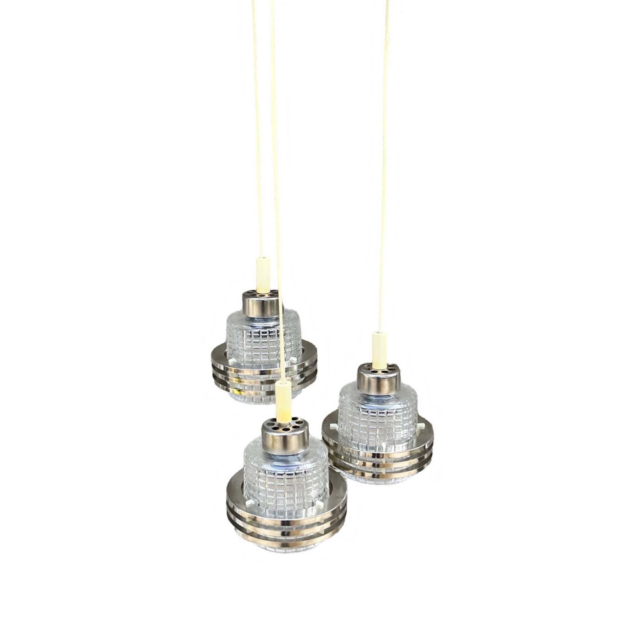Mid-century modern cascade chandelier Pokrok Žilina, Czechoslovakia, 1970s.