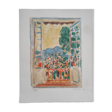 Lithographie originale signée-numérotée, vue de la terrasse, Andre Cottavoz, 12/125