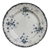 Superb antique plate Terre de Fer blue Emile Bourgeois Paris