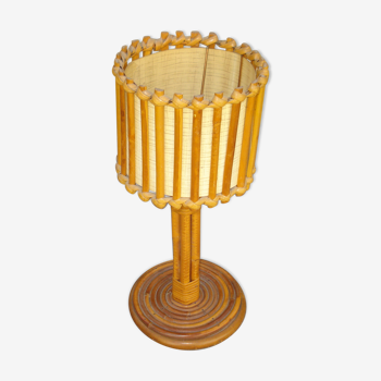 60s bamboo rattan lamp