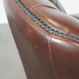 Lot de 2 fauteuils chesterfield anglais classiques en cuir de vache