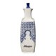 19th century vinegar bottle with blue and white decoration