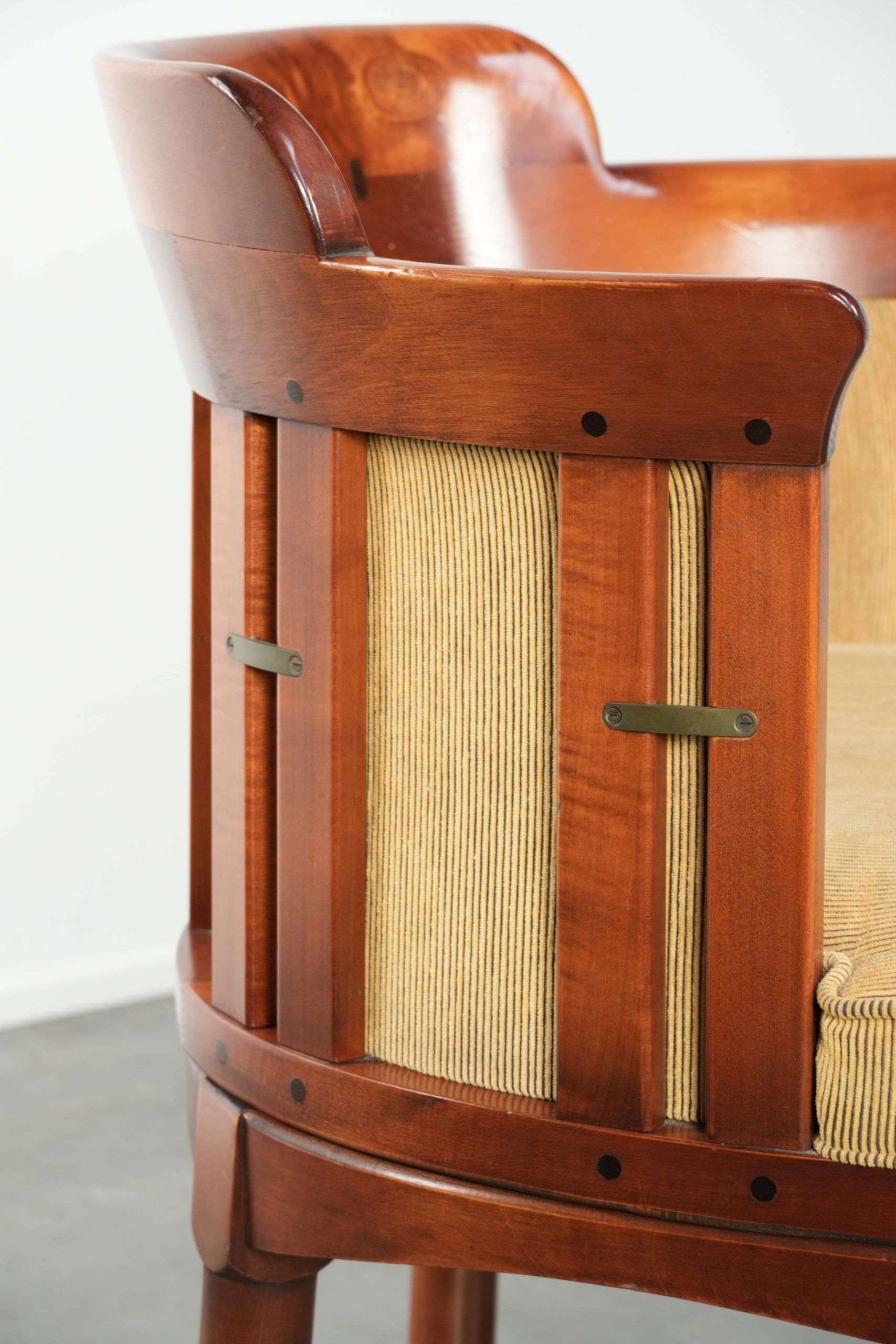 Beautiful design side/dining chair with luxurious yellow fabric upholstery