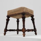 Baroque 19th century oak stool in Louis XV style, France