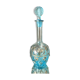 Turquoise blue liquor decanter and glass gild mold press of the 1950s