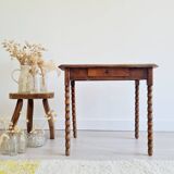 Turned wood side table - and its drawer