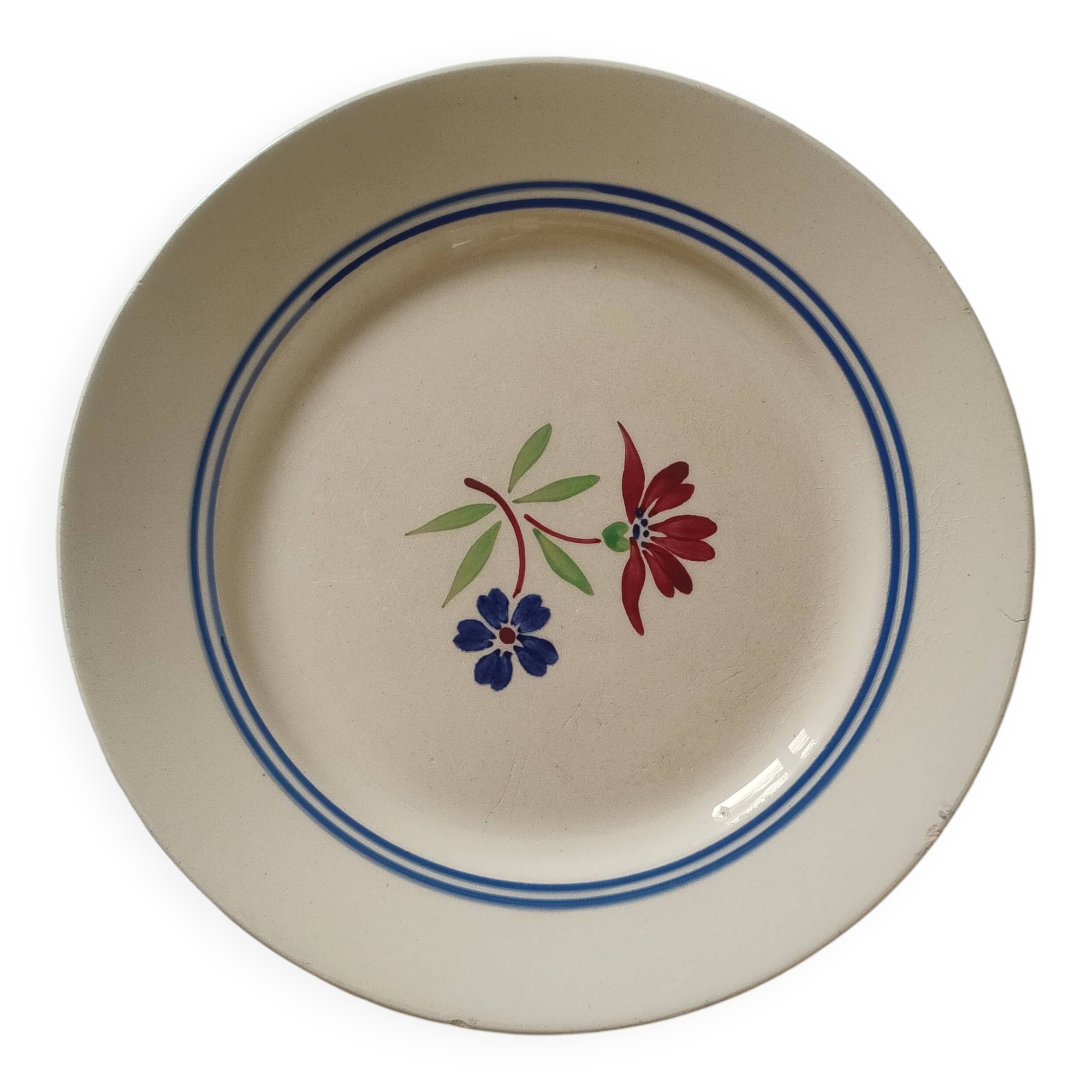 Assiette plate vintage faïence Lunéville K&G modèle Mai