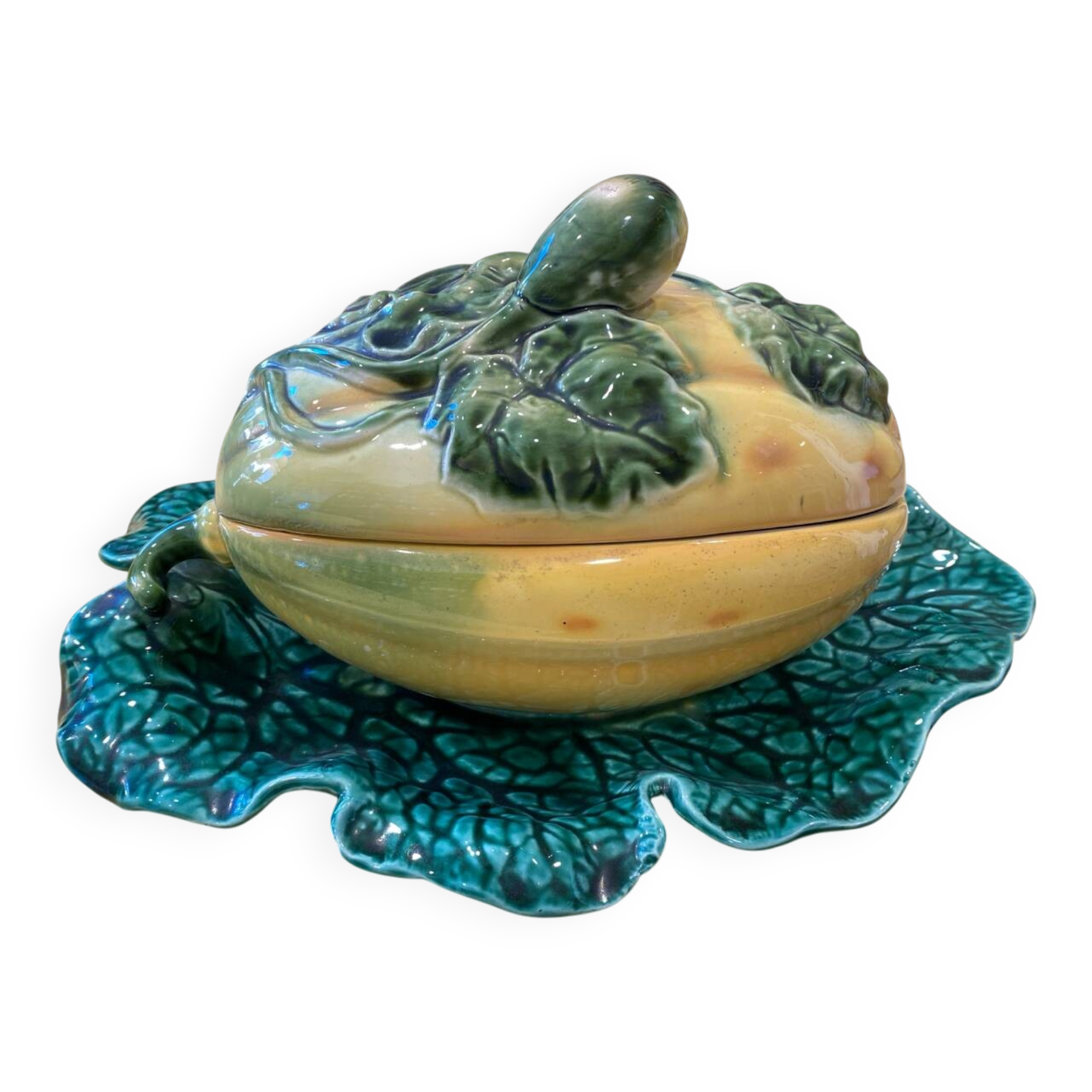 Barbotine Soup Tureen Sarreguemines