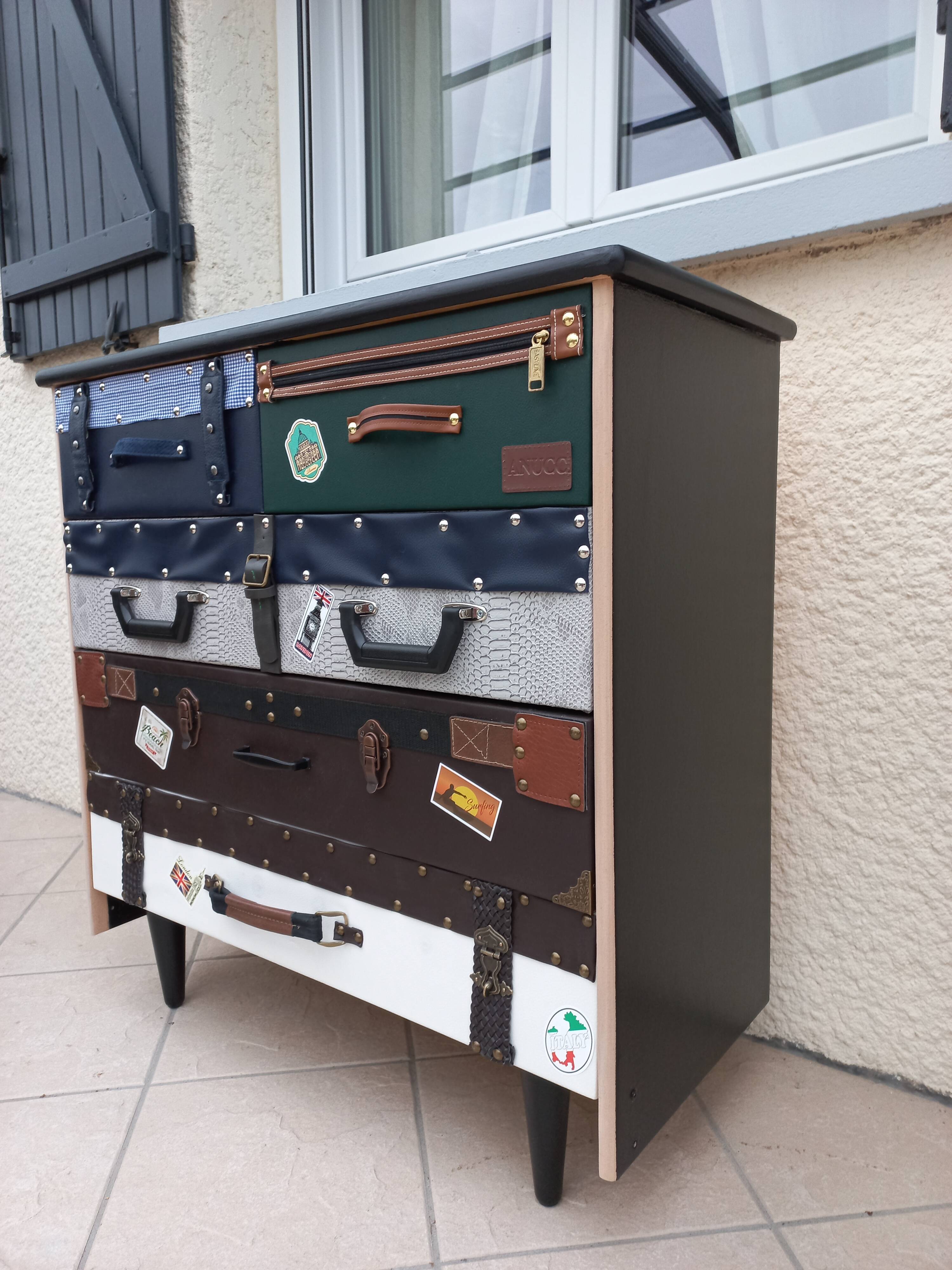 Chest of drawers restyled in suitcases