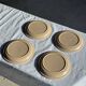Lot de 4 assiettes à dessert en grès beige liseré brun Sarreguemines grès
