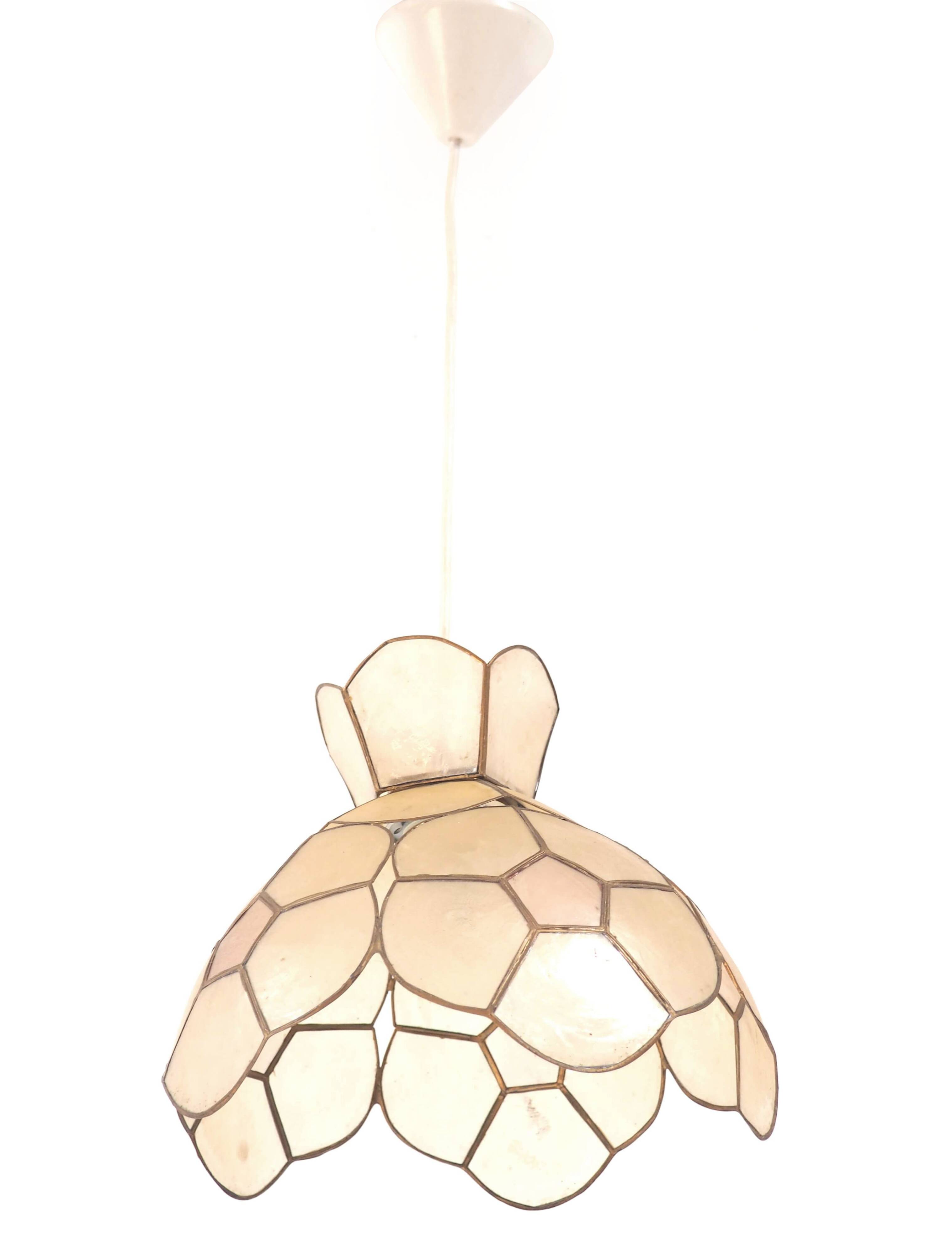 1980s mother-of-pearl mica pendant light