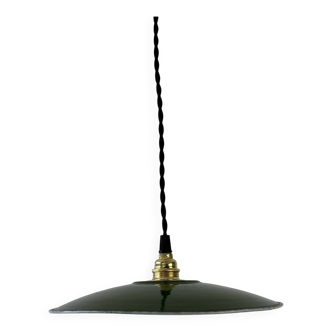 Old industrial workshop pendant light green enamel 24 cm