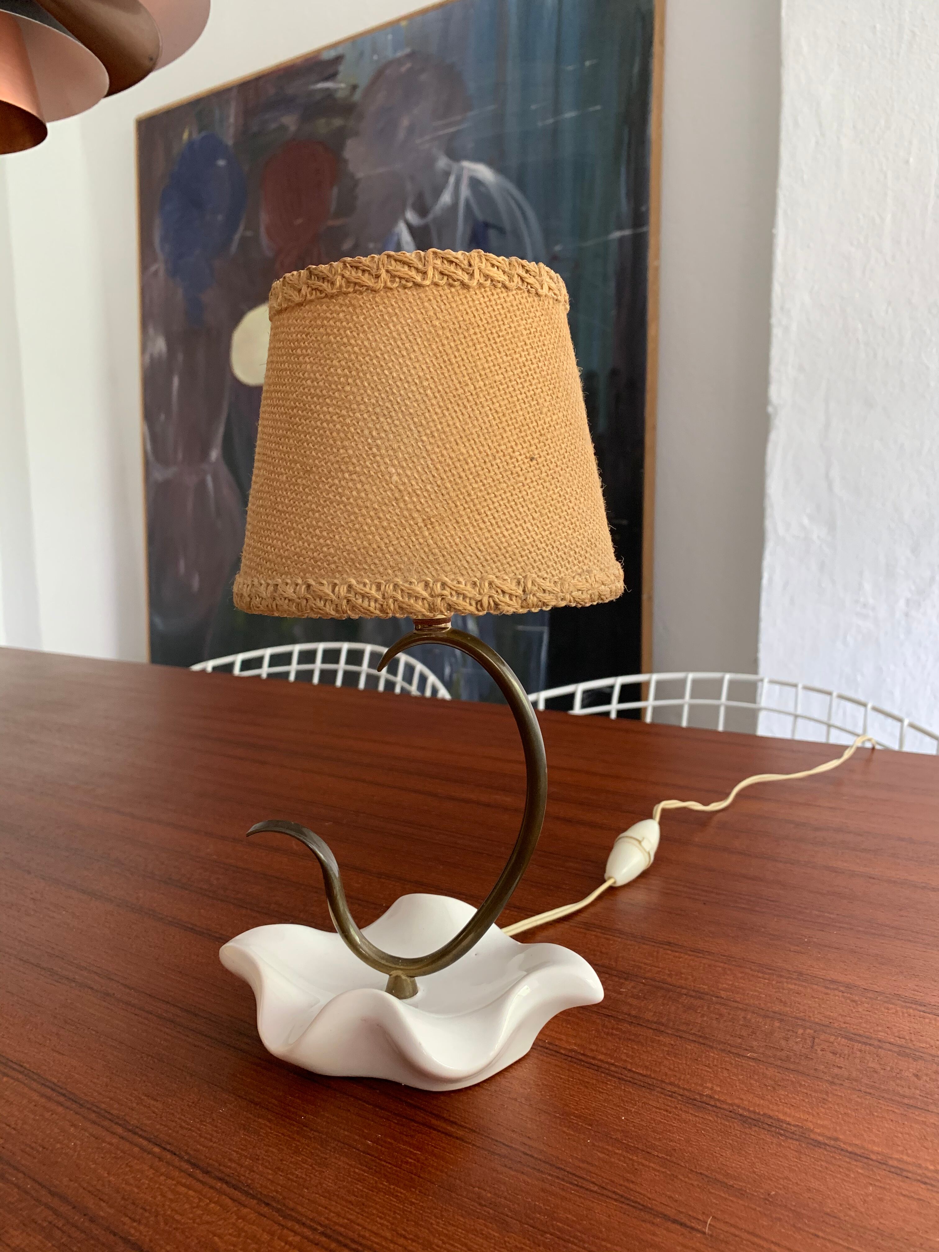 Ceramic lamp and vintage brass