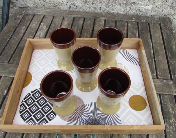 Lot de 5 mazagrans beige et marron