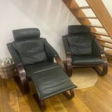 Pair of Scandinavian armchairs with a footrest from the NELO brand