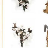 Lustre cage tôle et fleurs émaillées 19ème siècle