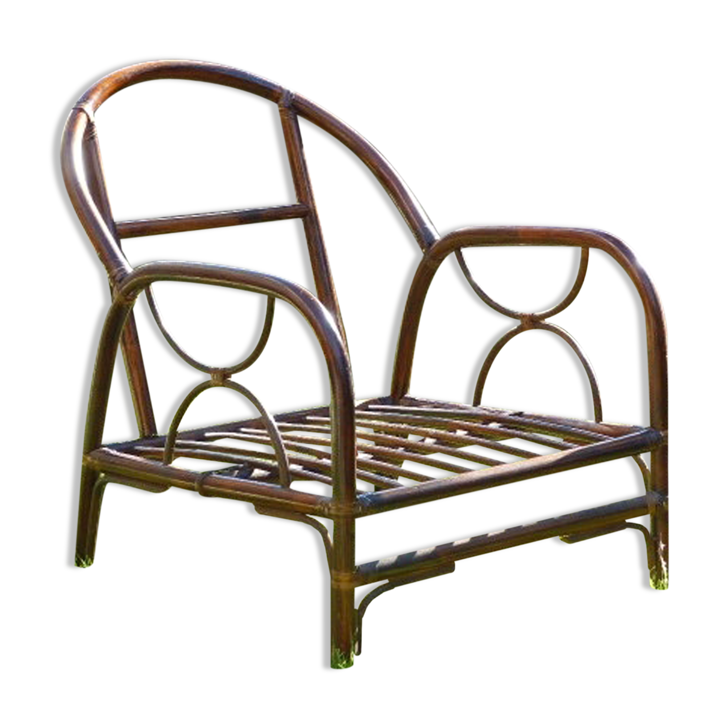 Armchair bamboo and rattan of the 1980