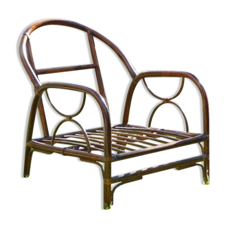 Armchair bamboo and rattan of the 1980