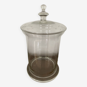 Bonbonnière, pot de pharmacie, pot avec convercle en verre vintage Diamètre 22,5 cm