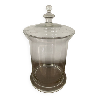 Bonbonnière, pot de pharmacie, pot avec convercle en verre vintage Diamètre 22,5 cm