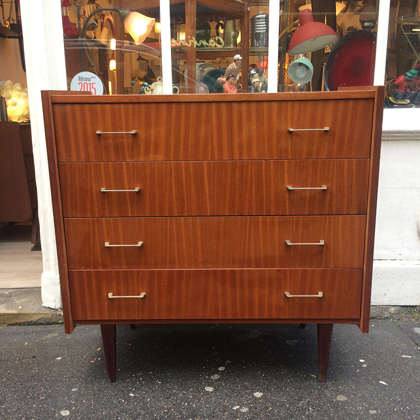 Commode en bois 4 tiroirs 1960