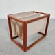 Scandinavian magazine door in teak and burlap, Denmark 60/70