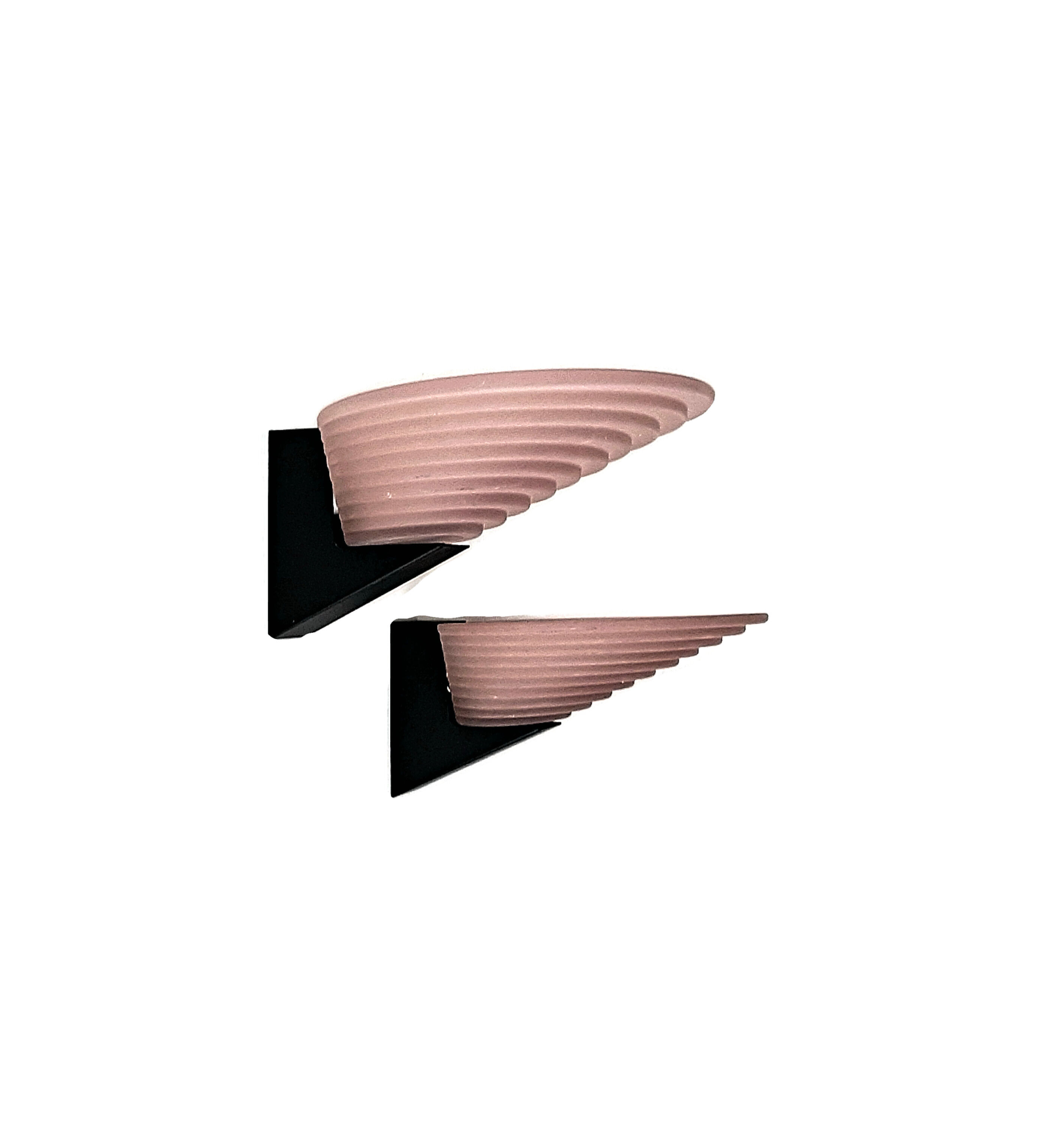 Pair of wall lamps a v mazzega murano italy stylized shape