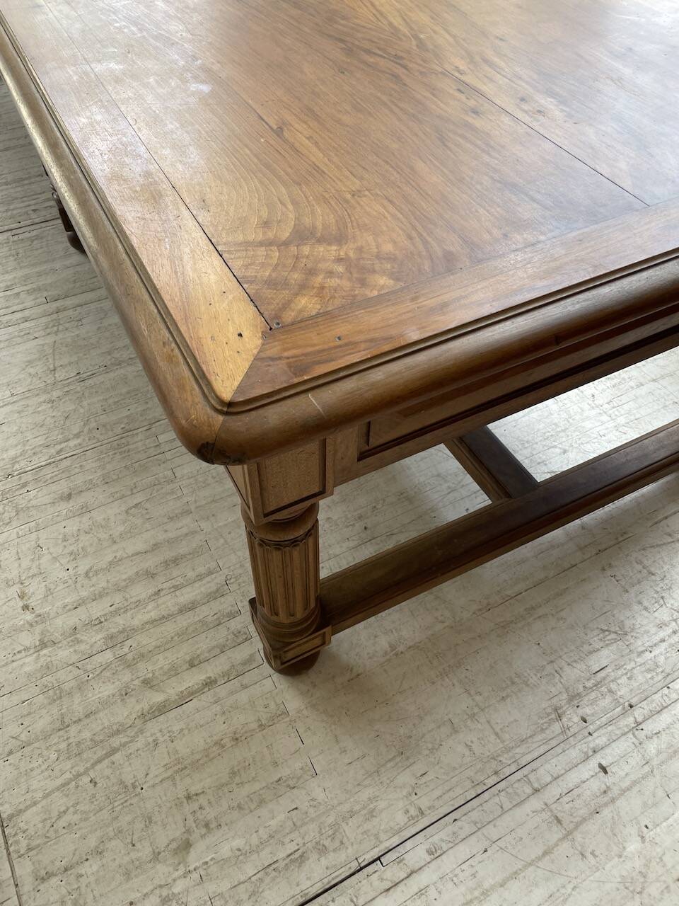 Solid walnut farmhouse castle table 1900 XXL