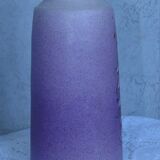 Ceramic vase with beige and purple background and flower decoration signed Orifits
