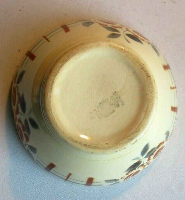 Former Art Deco bowl by Digoin Sarreguemines flower decoration and trellis