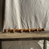 Large vintage wooden coat rack with 6 bamboo effect hooks L79