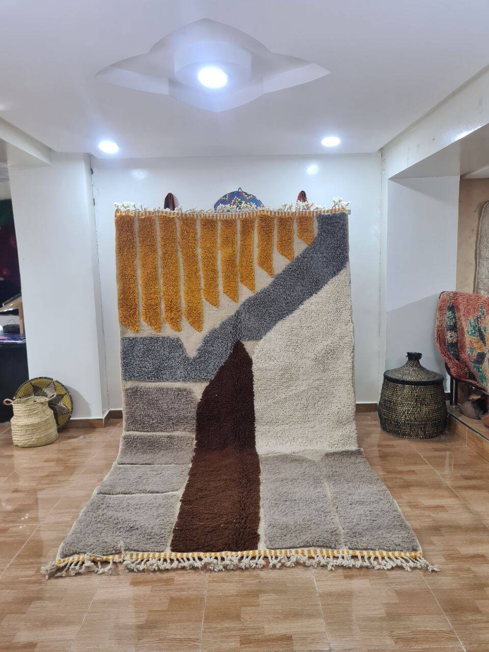 Handmade wool Berber rug 250x150 cm
