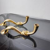 Paire de bougeoirs noeud, design brutaliste, italie, 1970