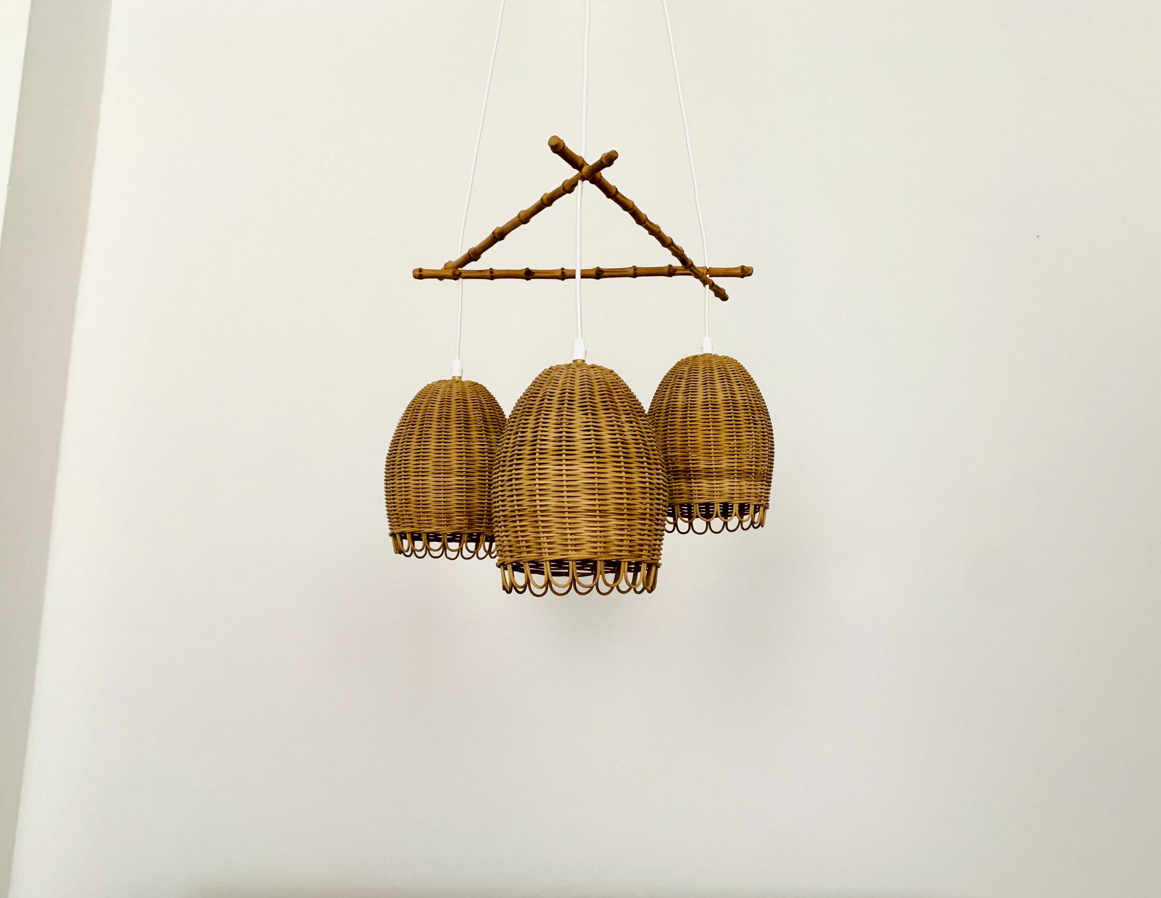 Wicker and Bamboo Cascading Lamp