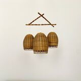 Wicker and Bamboo Cascading Lamp