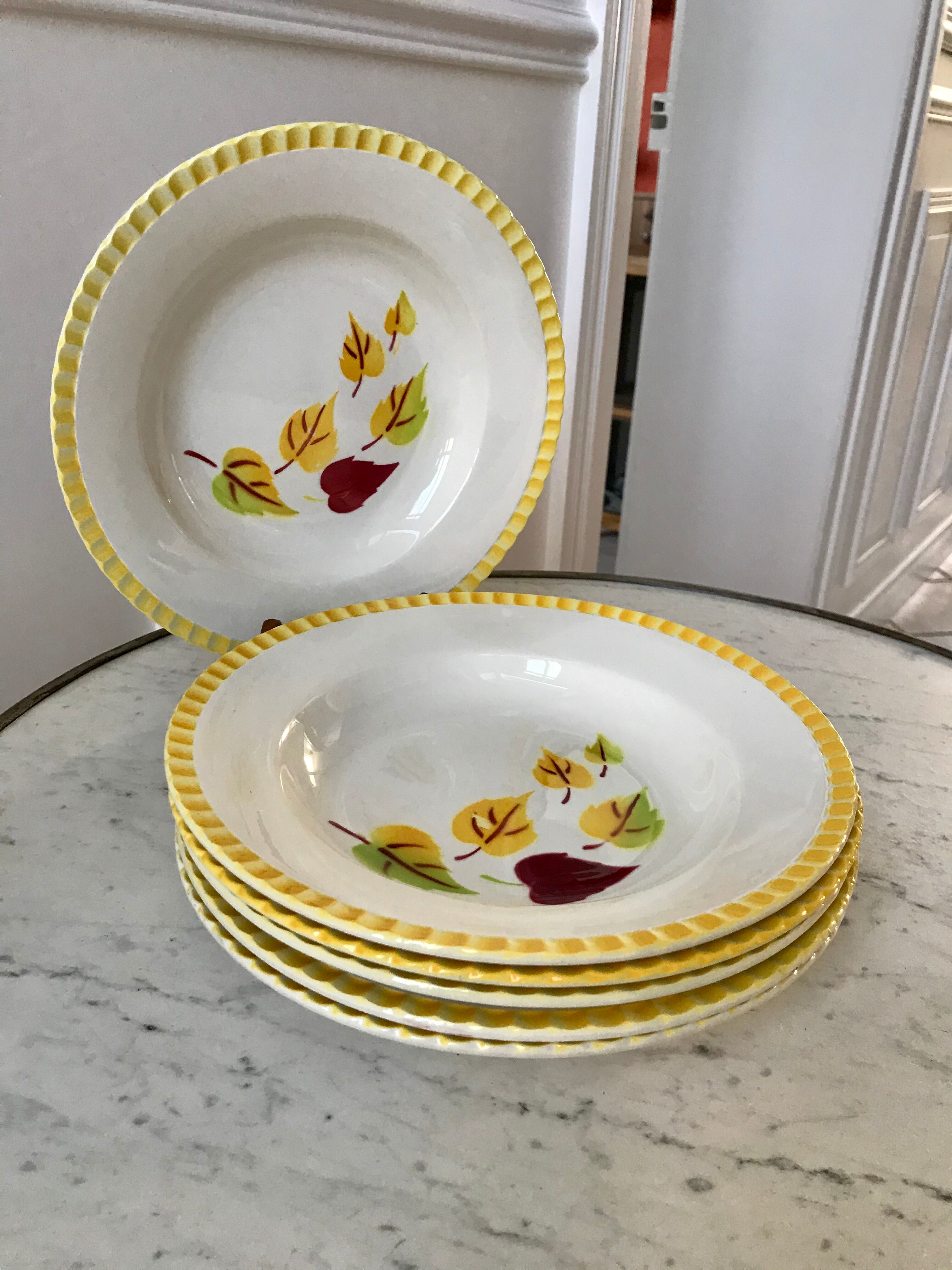 Lot of 6 hollow plates Digoin Sarreguemines model "Alouette" years 30-40