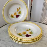 Lot of 6 hollow plates Digoin Sarreguemines model "Alouette" years 30-40