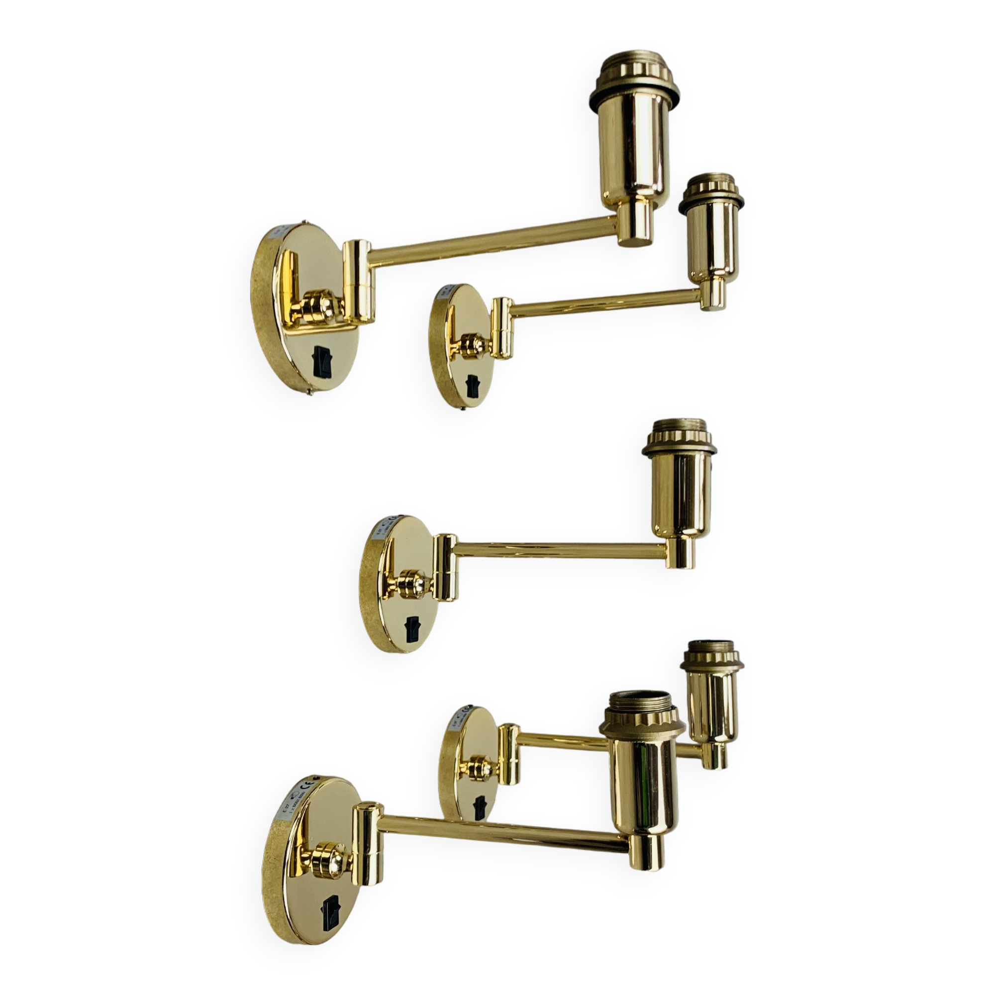 5 gold LED wall lights by LedsC4 in brass