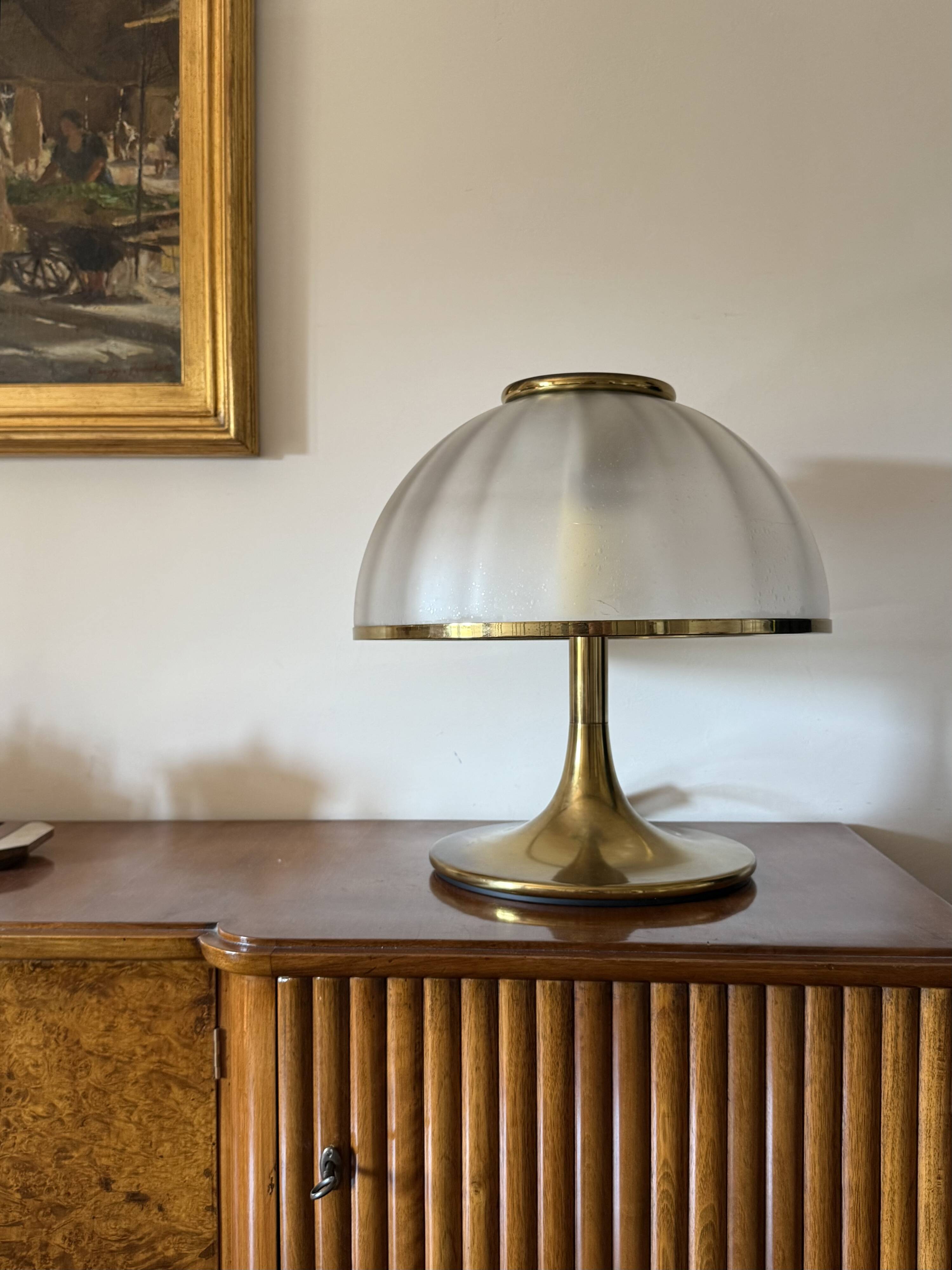 Mushroom Murano blown Glass Table Lamp, Fabbian Italy, 1970s