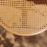 swivel armchair in wood and cane