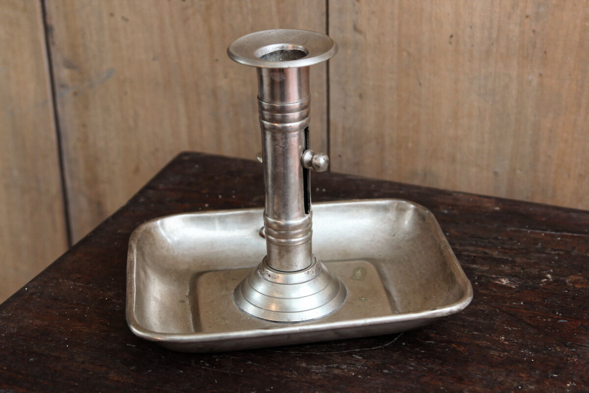 Silver brass cellar rat candle holder