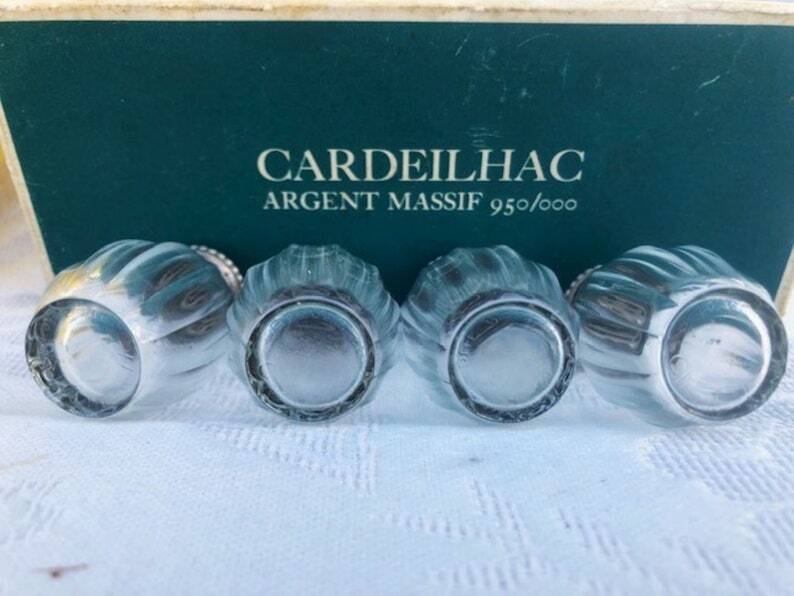 Vintage Cardeilhac/Christofle Crystal Salt & Pepper Cellars: 950 Silver Lid