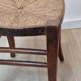Tabouret ancien en paille et bois