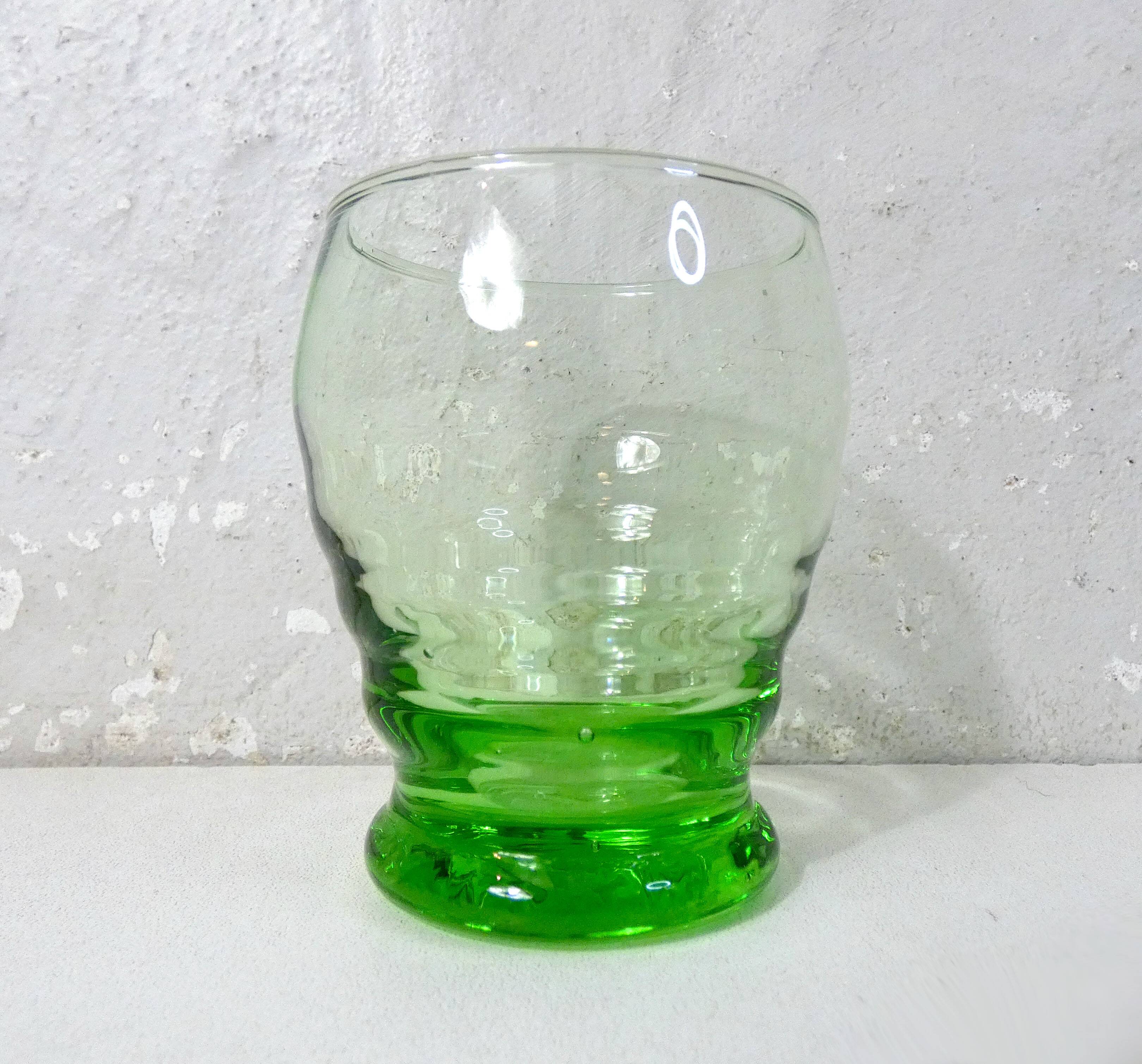 old service 10 water glasses and carafe in blown glass