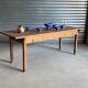 Old wooden table, farmhouse style, dining table.