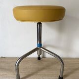 Vintage tripod stool in skai & chrome adjustable in height
