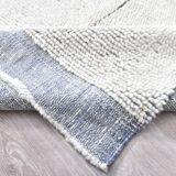 100% Wool Blue & White Moroccan Rug 136x211Cm